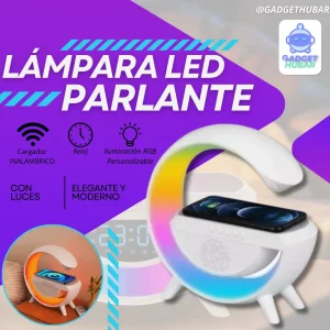 Lampara Led Parlante Luces Cargador Inalámbrico Reloj