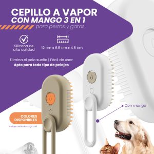 ✨ Cepillo a Vapor 3 en 1 para Perros y Gatos – ¡El spa portátil que tu mascota se merece!
